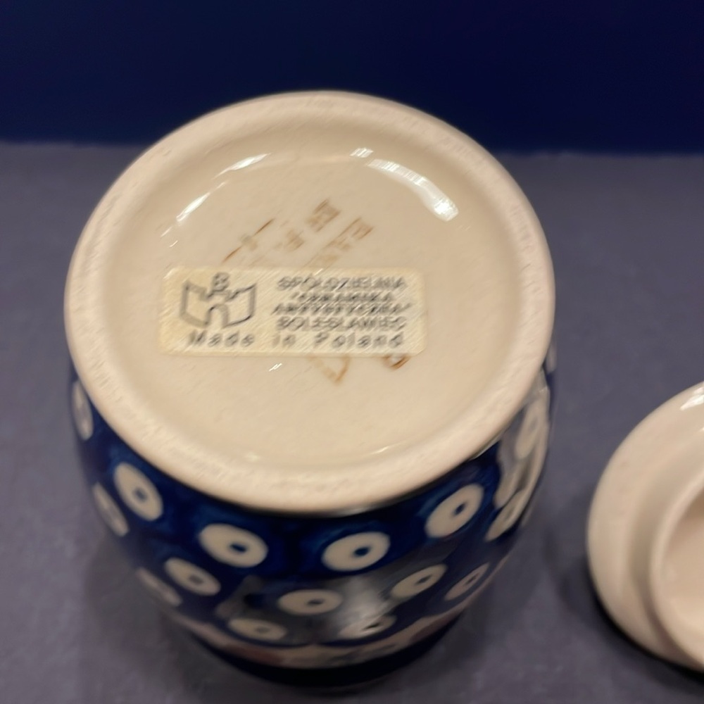 Vintage Polish Pottery Jar with Lid - Picture 3 of 4